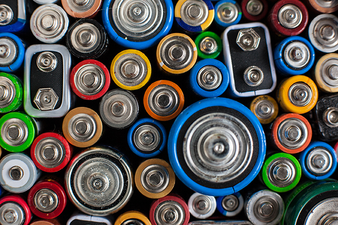 Color batteries of different sizes.